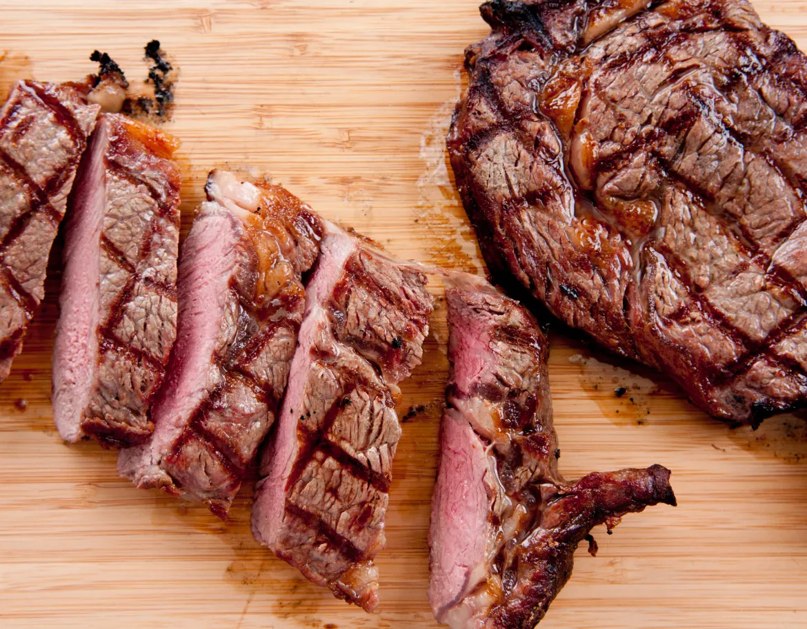 Sliced grilled steak