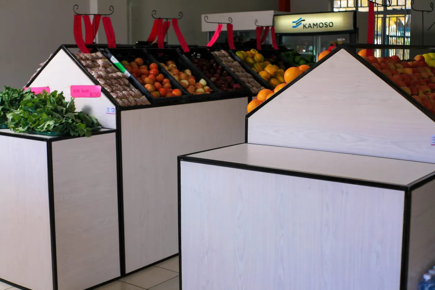 Mixed peppers on display